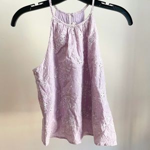 Francesca’s Summer Lilac Embroidered Halter Top (XXS)